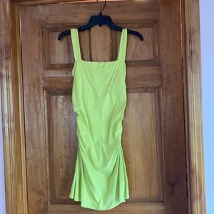 Small neon square neck dress with built in bra